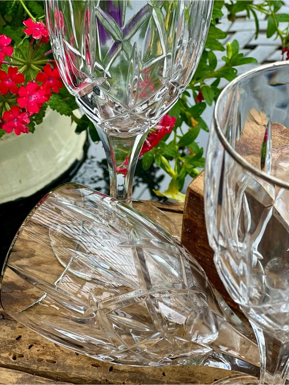 Gorham Lady Anne Platinum Crystal Wine Glasses Set of 4 Germany